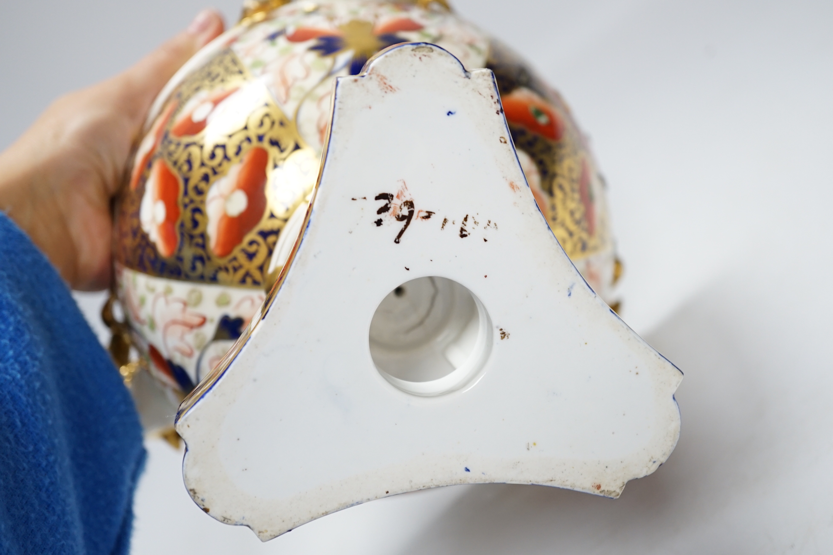 A Crown Derby Imari pattern pot pourri, 30cm